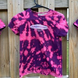 Custom Aeropostale t-shirt, reverse tie dye, purple and pink.